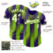 Custom Purple White-Neon Green Gradient Classic Vertical Stripe Authentic Baseball Jersey