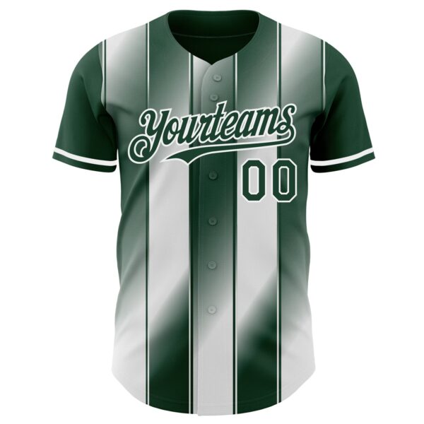 Custom Green-White Gradient Classic Vertical Stripe Authentic Baseball Jersey