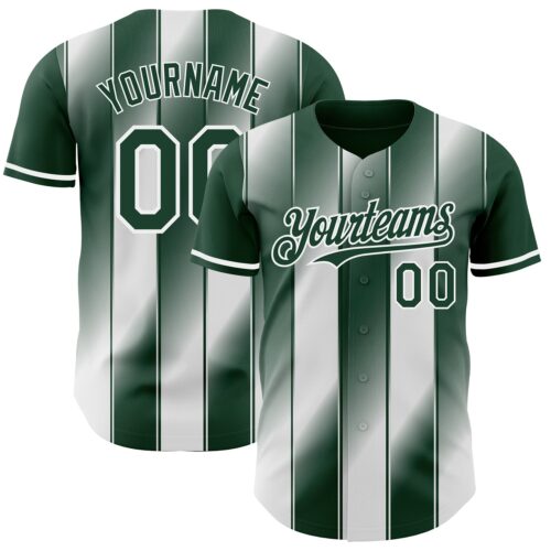 Pinstripe0130 Custom Green-White Gradient Classic Vertical Stripe Authentic Baseball Jersey