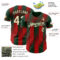 Custom Green Cream-Red Gradient Classic Vertical Stripe Authentic Baseball Jersey