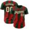 Custom Green Cream-Red Gradient Classic Vertical Stripe Authentic Baseball Jersey