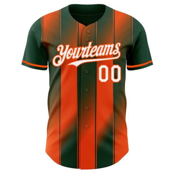 Custom Green White-Orange Gradient Classic Vertical Stripe Authentic Baseball Jersey