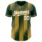 Custom Green White-Old Gold Gradient Classic Vertical Stripe Authentic Baseball Jersey