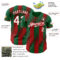 Custom Kelly Green White-Red Gradient Classic Vertical Stripe Authentic Baseball Jersey