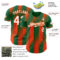 Custom Kelly Green White-Orange Gradient Classic Vertical Stripe Authentic Baseball Jersey