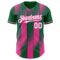 Custom Kelly Green White Pink-Pink Gradient Classic Vertical Stripe Authentic Baseball Jersey