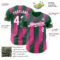 Custom Kelly Green White Pink-Pink Gradient Classic Vertical Stripe Authentic Baseball Jersey