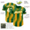 Custom Kelly Green White-Gold Gradient Classic Vertical Stripe Authentic Baseball Jersey