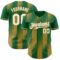 Custom Kelly Green White-Old Gold Gradient Classic Vertical Stripe Authentic Baseball Jersey