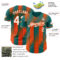 Custom Teal White-Orange Gradient Classic Vertical Stripe Authentic Baseball Jersey