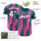 Custom Teal White-Pink Gradient Classic Vertical Stripe Authentic Baseball Jersey