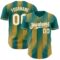 Custom Teal White-Old Gold Gradient Classic Vertical Stripe Authentic Baseball Jersey