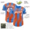 Custom Electric Blue White-Orange Gradient Classic Vertical Stripe Authentic Baseball Jersey