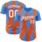 Custom Electric Blue White-Orange Gradient Classic Vertical Stripe Authentic Baseball Jersey