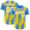 Custom Electric Blue White-Yellow Gradient Classic Vertical Stripe Authentic Baseball Jersey