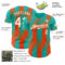 Custom Aqua White-Orange Gradient Classic Vertical Stripe Authentic Baseball Jersey