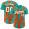 Custom Aqua White-Orange Gradient Classic Vertical Stripe Authentic Baseball Jersey