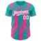 Custom Aqua White-Pink Gradient Classic Vertical Stripe Authentic Baseball Jersey