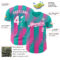 Custom Aqua White-Pink Gradient Classic Vertical Stripe Authentic Baseball Jersey