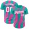 Custom Aqua White-Pink Gradient Classic Vertical Stripe Authentic Baseball Jersey