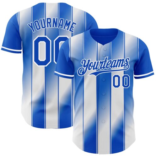Pinstripe0170 Custom Thunder Blue-White Gradient Classic Vertical Stripe Authentic Baseball Jersey