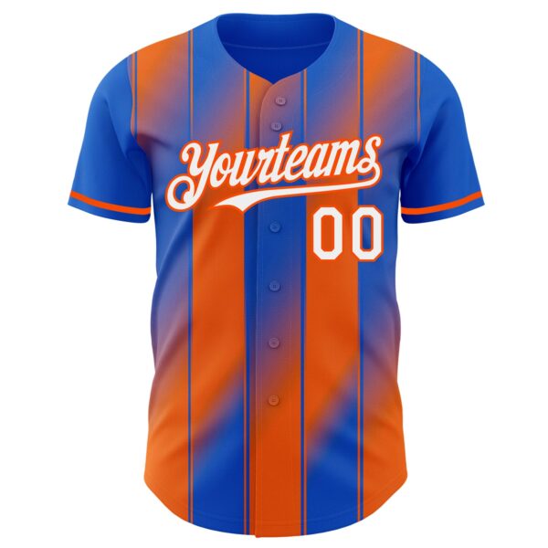 Custom Thunder Blue White-Orange Gradient Classic Vertical Stripe Authentic Baseball Jersey