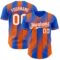 Custom Thunder Blue White-Orange Gradient Classic Vertical Stripe Authentic Baseball Jersey