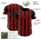 Custom Black-Red Classic Vertical Stripe Fluid Liquid Texture Authentic Baseball Jersey