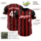 Custom Black White-Red Classic Vertical Stripe Fluid Liquid Texture Authentic Baseball Jersey