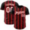 Custom Black White-Red Classic Vertical Stripe Fluid Liquid Texture Authentic Baseball Jersey