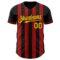 Custom Black Gold-Red Classic Vertical Stripe Fluid Liquid Texture Authentic Baseball Jersey