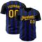 Custom Black Gold-Royal Classic Vertical Stripe Fluid Liquid Texture Authentic Baseball Jersey