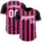 Custom Black White-Pink Classic Vertical Stripe Fluid Liquid Texture Authentic Baseball Jersey