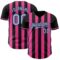 Custom Black Light Blue-Pink Classic Vertical Stripe Fluid Liquid Texture Authentic Baseball Jersey