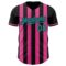 Custom Black Teal-Pink Classic Vertical Stripe Fluid Liquid Texture Authentic Baseball Jersey