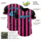 Custom Black Sky Blue-Pink Classic Vertical Stripe Fluid Liquid Texture Authentic Baseball Jersey