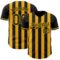Custom Black-Gold Classic Vertical Stripe Fluid Liquid Texture Authentic Baseball Jersey