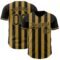 Custom Black-Old Gold Classic Vertical Stripe Fluid Liquid Texture Authentic Baseball Jersey