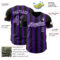 Custom Black Purple-White Classic Vertical Stripe Fluid Liquid Texture Authentic Baseball Jersey