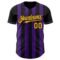 Custom Black Gold-Purple Classic Vertical Stripe Fluid Liquid Texture Authentic Baseball Jersey