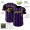 Custom Black Old Gold-Purple Classic Vertical Stripe Fluid Liquid Texture Authentic Baseball Jersey