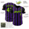 Custom Black Neon Green-Purple Classic Vertical Stripe Fluid Liquid Texture Authentic Baseball Jersey