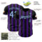 Custom Black Light Blue-Purple Classic Vertical Stripe Fluid Liquid Texture Authentic Baseball Jersey
