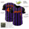 Custom Black Orange-Purple Classic Vertical Stripe Fluid Liquid Texture Authentic Baseball Jersey