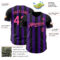 Custom Black Pink-Purple Classic Vertical Stripe Fluid Liquid Texture Authentic Baseball Jersey