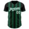 Custom Black White-Kelly Green Classic Vertical Stripe Fluid Liquid Texture Authentic Baseball Jersey