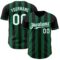 Custom Black White-Kelly Green Classic Vertical Stripe Fluid Liquid Texture Authentic Baseball Jersey