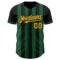 Custom Black Gold-Kelly Green Classic Vertical Stripe Fluid Liquid Texture Authentic Baseball Jersey