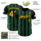 Custom Black Gold-Kelly Green Classic Vertical Stripe Fluid Liquid Texture Authentic Baseball Jersey