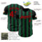 Custom Black Red-Kelly Green Classic Vertical Stripe Fluid Liquid Texture Authentic Baseball Jersey